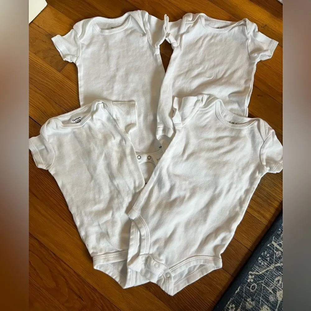 4pk white bodysuits